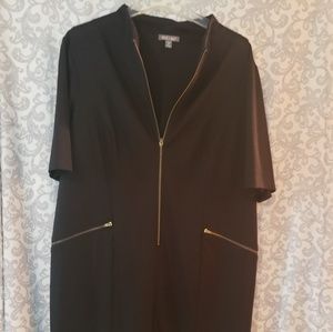 Black Front Zipped Dress